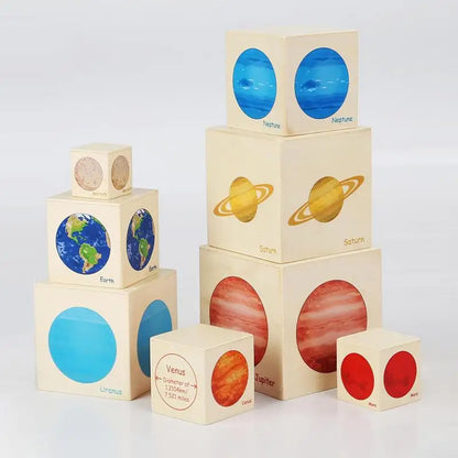 Montessori Wooden Toys Eight Planets Puzzle Earth Sun Solar System Planets,Animal Plant Growth And Change Process Logical Toys