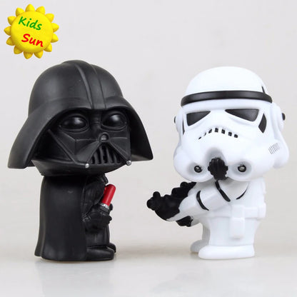 Lot de 2 figurines d'action de film Kawaii de 10 cm, style mignon Star War Darth Vader et STORM TROOPER, jouets modèles