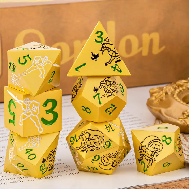 Ensemble de dés en métal KERWELLSI DND D&amp;D, dés polyédriques Dungeon et Dragon D et D, dés de jeu de rôle faits à la main D20 D12 D10 D8 D6 D4