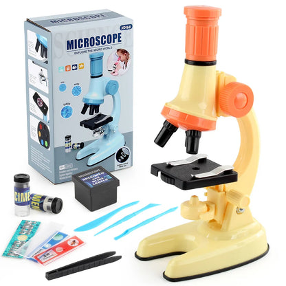 Microscope optique HD 100X/600X/1200X avec lumière LED pour la science et l'éducation des enfants, jouets éducatifs Montessori en biologie