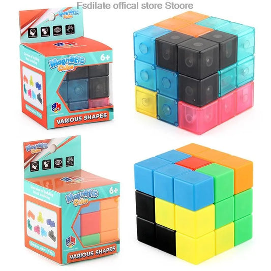 Cubo de bloques de construcción magnéticos, cubo de inteligencia extraíble, juguetes antiestrés, cubo de rompecabezas, juguetes divertidos de educación temprana para regalo de niños