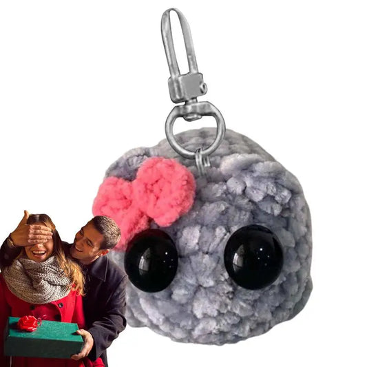 Porte-clés en peluche avec son et musique de hamster triste, jouet mignon en peluche, jouet doux, animal en peluche, poupée, porte-clés