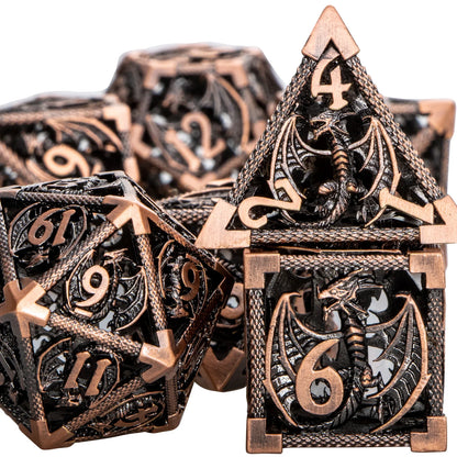 Ensemble de dés en métal DND D6 Hollow Dragon Dice D20 Dungeon Dice Dragon D et D pour Pathfinder Role Playing D D D Polyédriques