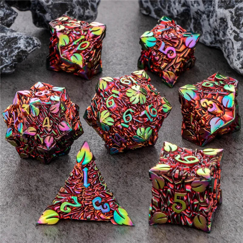 KERWELLSI DND Metal Dice Set, Polyhedral Dungeon and Dragon D&D RPG Dice, Handmade Role Playing Table Game D20 D12 D10 D8 D6 D4