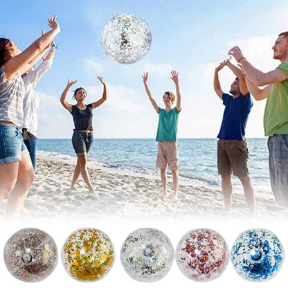 Ballon de plage gonflable à paillettes de 16 cm, boule d'eau d'été, jouets de plage à paillettes pour la plage, la piscine, jouets de fête pour enfants et adultes