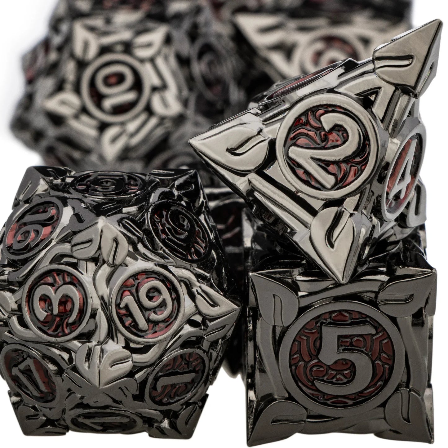 DND Metal Black Nickel Red RPG Polyhedral pour jeux de rôle sur table Dungeon and Dragon D et D Dice Set D20 D12 D10 D8 D6