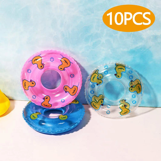 Lot de 2/4/6/10 mini bouées de bain pour enfants, jouet de bain amusant pour l'été, anneau flottant pour piscine, jouets pour canards en caoutchouc, poupées, jouet de bain gonflable