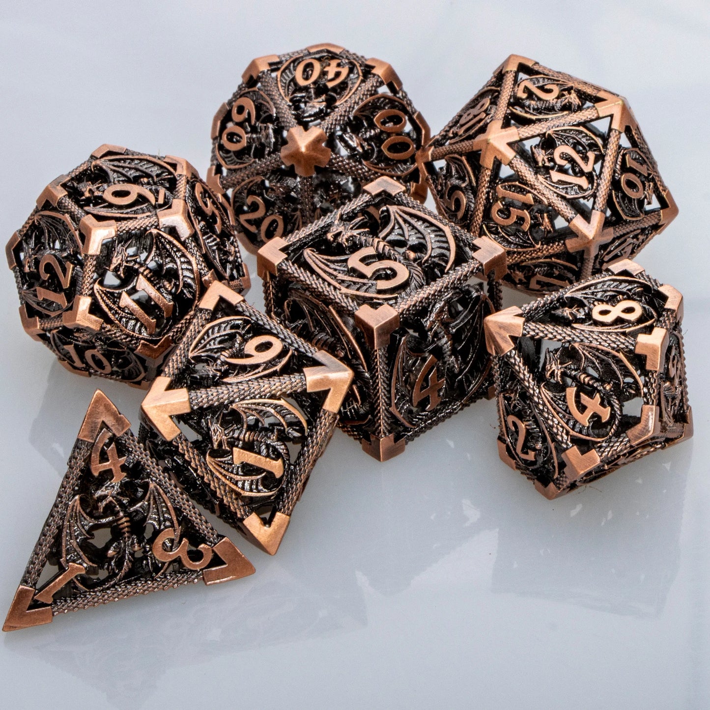 Ensemble de dés en métal DND D6 Hollow Dragon Dice D20 Dungeon Dice Dragon D et D pour Pathfinder Role Playing D D D Polyédriques