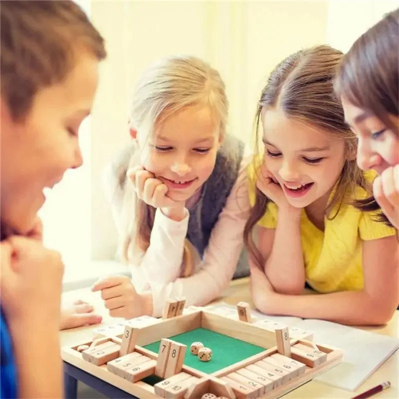 Juego de mesa de madera con solapas y dados para matemáticas de 2 a 4 jugadores, capacidad de pensamiento cognitivo, instrucciones para cerrar la caja, de lujo, para adultos y niños