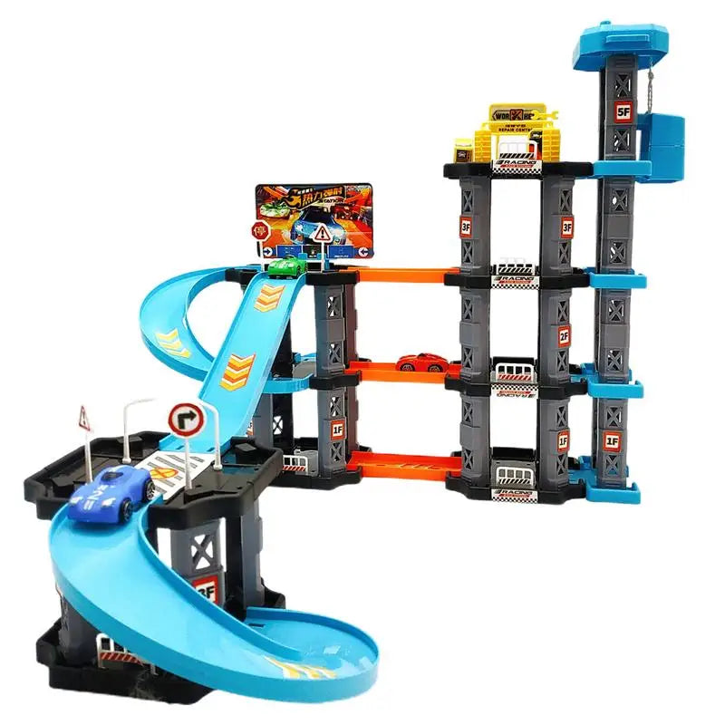 Car Garage Toy Race Car Ramp Track Toy Car Race Track For Toddler 1-3 With 2 Cars Toddler Car Ramp Racer Montessori Toys