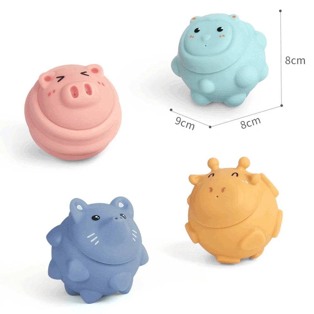 Bloques de construcción de animales de goma suave para bebés, juguetes apilables, juego de agua, flotador de ducha, juguete educativo de silicona para educación temprana, regalo para niños