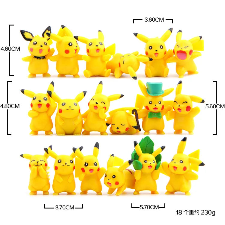 Pokémon Pikachu Lot de 18 figurines d'action en PVC pour enfants