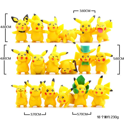 Pokémon Pikachu Lot de 18 figurines d'action en PVC pour enfants