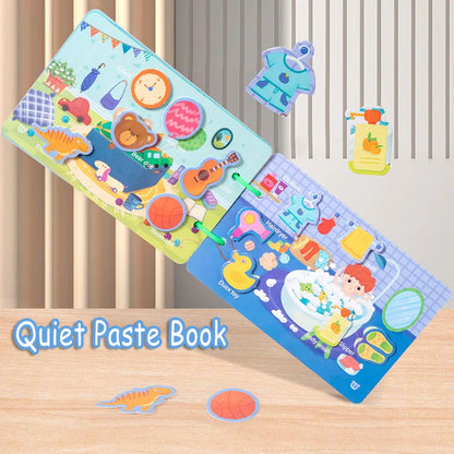 Montessori Quiet Books Puzzle Game Busy Book Animal Number Paste Matching English Early Learning Educational Toys for Toddlers