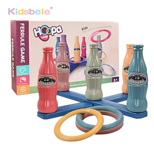 Jouet de lancer de lancer Jeux de lancer avec 5 anneaux Jeu interactif pour tout-petits Jeu de bowling croisé Jouet de bouteille pour cadeaux de fête de Noël