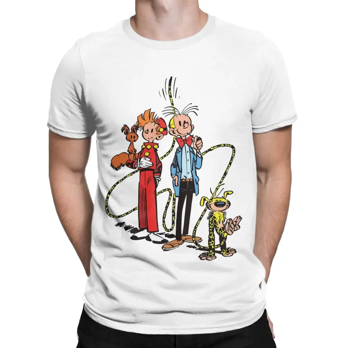 Camisetas para hombre Marsupilami &amp; Spirou Camisetas casuales Camisetas de manga corta con cuello redondo Ropa original 100 % algodón