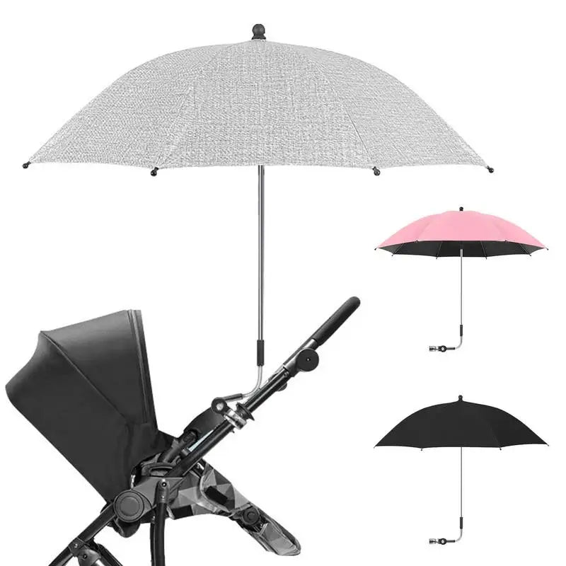 Parasol de poussette portable pour bébé, parapluie universel étanche avec pince réglable à 360 degrés pour chariot, vélo, fauteuil roulant