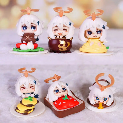 Genshin Impact Figure Blind Box Jeu Périphérique Dessin Animé Kawaii Nourriture D'urgence Paimon Figurines À Collectionner Modèle Jouets Poupée