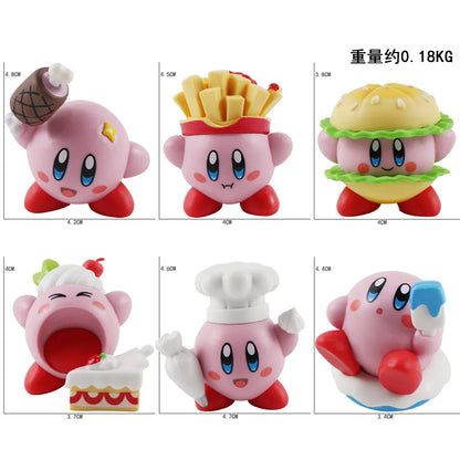 6pcs/set Kirby Cake Decoration Food Vinyl Doll Figure Toys