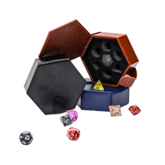 New PU Hexagon Storage Bag and Dungeon Board Game DND Bundle Pocket Dice Bag Run Group Dice Box Can Hold 7 Dice