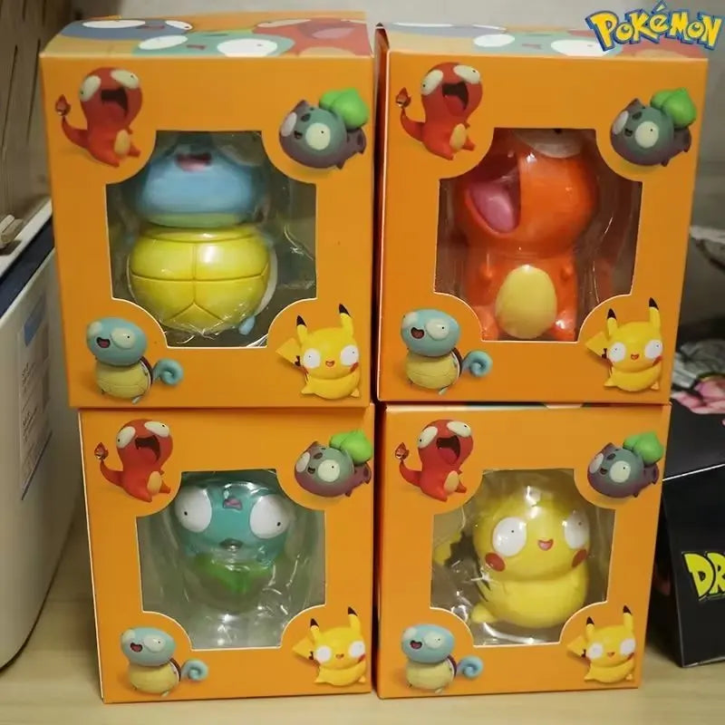 Figurine Pokémon stupide et idiote Pikachu Bulbasaur Charmander Squirtle Collection de figurines mignonnes Modèles de jouets