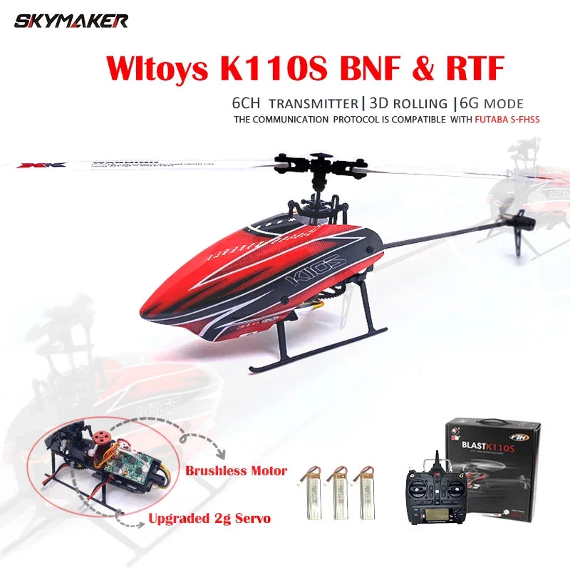 Wltoys XK K110s RC Hélicoptère BNF 2.4G 6CH 3D 6G Système Moteur sans balais RC Quadcopter Télécommande Drone Jouets pour enfants Cadeaux