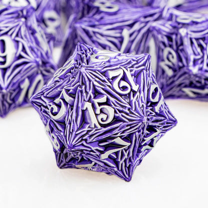 ORIFANTUO Purple Tree Root Dnd Metal Dice D&amp;D Polyhedral Dice pour D et D Dungeon et Dragon Pathfinder Jeux de rôle Dés