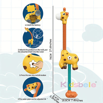 1pc petite girafe électrique vaporisateur d'eau arroseur parfait jouets d'aspiration pour bébé jouets de baignoire et jouets de bain