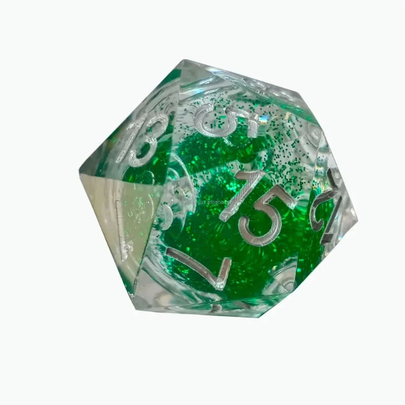 Nouveaux dés à noyau de flux de résine, noyau liquide DND pour donjons et dragons, jeu de société TRPG, ensemble de couleurs, dés polyédriques faits à la main D20 D12