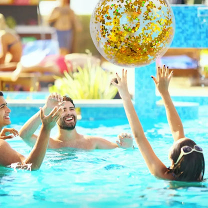 Ballon de plage d'extérieur à paillettes transparentes et confettis, jouet gonflable pour enfants et adultes