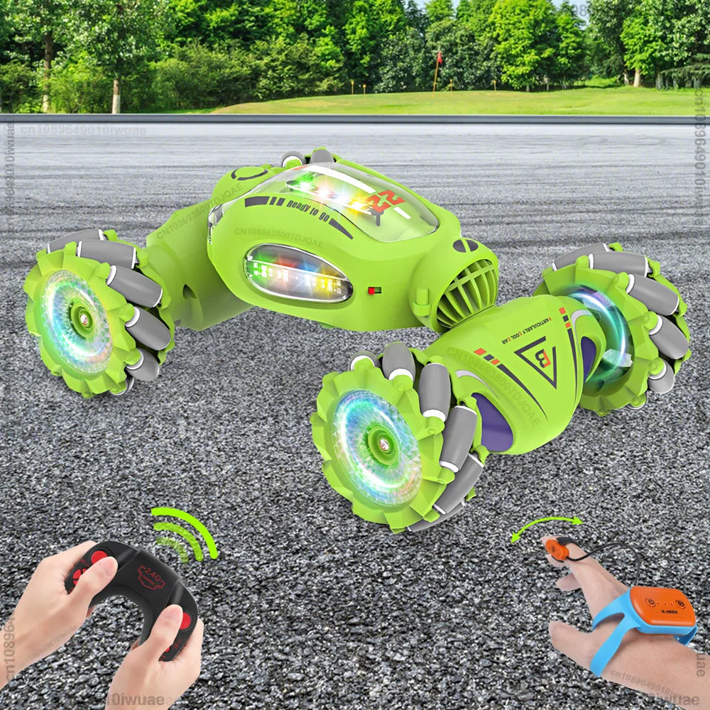 Coche de juguete RC Drift 4WD de 2,4 G con control remoto inalámbrico, coche acrobático con rociador giratorio de 360°, coche de escalada, juguetes para niños y niñas, regalo