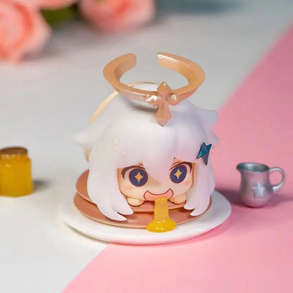 Genshin Impact Figure Blind Box Jeu Périphérique Dessin Animé Kawaii Nourriture D'urgence Paimon Figurines À Collectionner Modèle Jouets Poupée