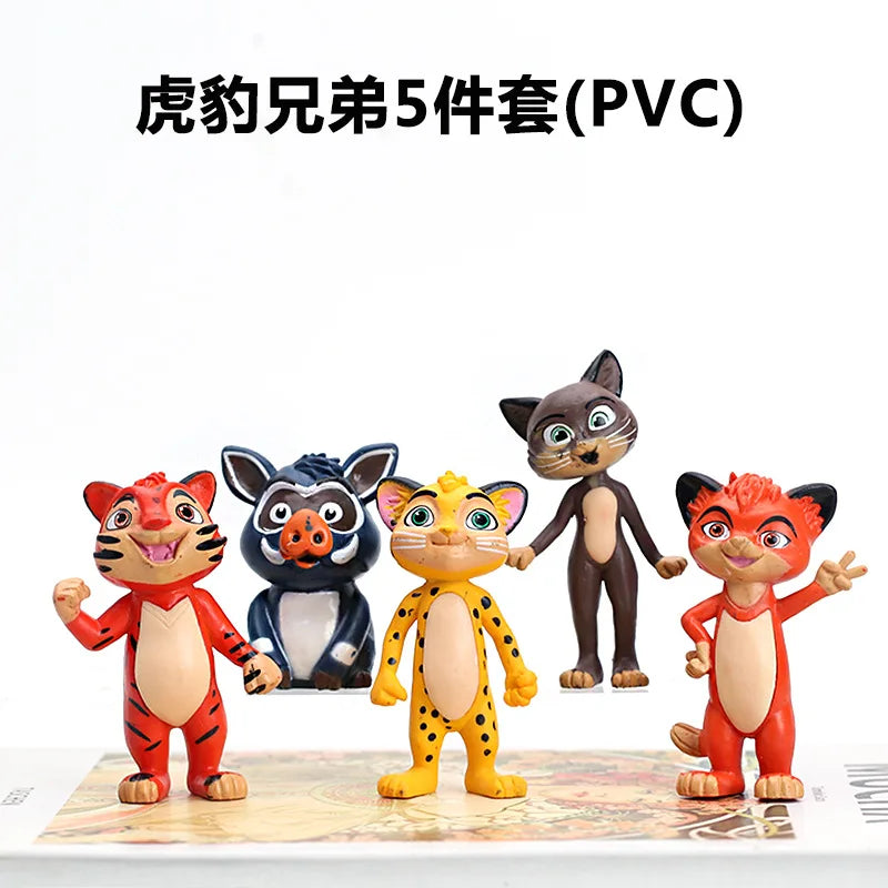 5pcs/set Tig Action Figures Toy Leopard Brothers PVC Tiger Model Action Collection Doll Mini Toy Model for Children Gift