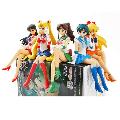 Figurines Sailor Moon de 13,5 cm, collection d'accessoires de voiture Hino Rei, poupée en PVC, Sailor Mars Jupiter Mercury Venus, jouets, cadeaux