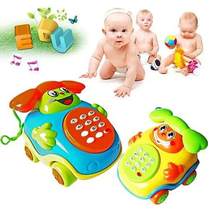 1 PC Dessin Animé Bébé Téléphone Électrique Modèle De Voiture avec Anneau et Lumière Cadeaux Éducatifs Précoces Développement Musique Sonore Jouets D'apprentissage