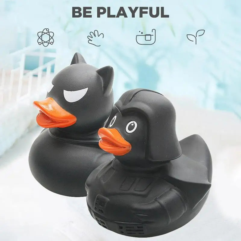 Pato de goma negro, divertidos mini patitos, juguetes de baño para niños, patos de Halloween, juguetes de bañera para piscina, suministros para fiestas de cumpleaños