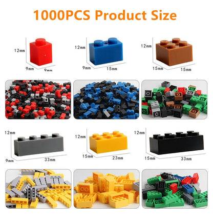 Ensemble de 1000 blocs de construction créatifs à faire soi-même, blocs de construction classiques urbains, cadeau d'anniversaire assemblé, jouets éducatifs pour enfants