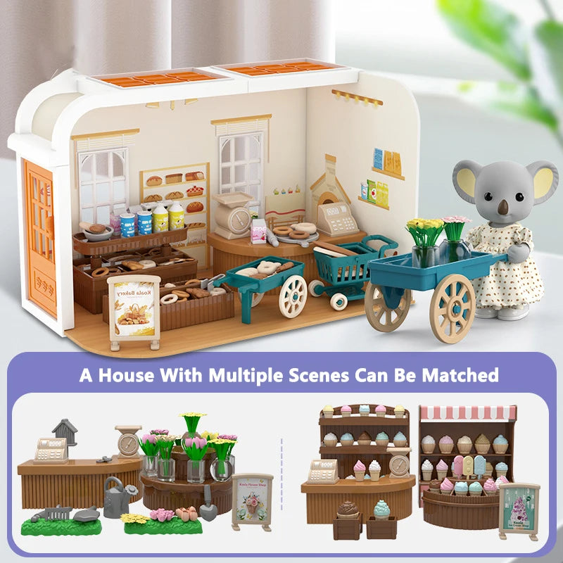 Koala Kitchen DIY Scene Miniature Furniture 1/12 Sunshine Villa Model Bunny Cooking Toys House For Dollhouse Girl Birthday Gift