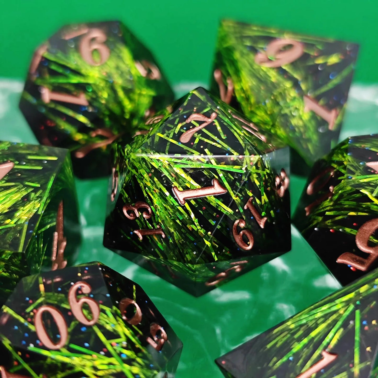 DND Dice set RPG Resin Dice for Dungeon and Dragons Game Dice Party dnd Dices Sharp Edge Dice Handmade Polyhedral Dice set 7PCS