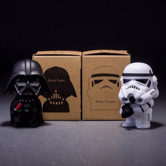 Lot de 2 figurines d'action de film Kawaii de 10 cm, style mignon Star War Darth Vader et STORM TROOPER, jouets modèles