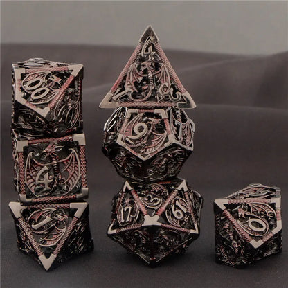 OUKELANWO DND Metal Hollow Dice Set D&amp;D, dés de jeu de rôle polyédriques, dés de donjon et de dragon D et D D20 D12 D10 D8 D6 D4