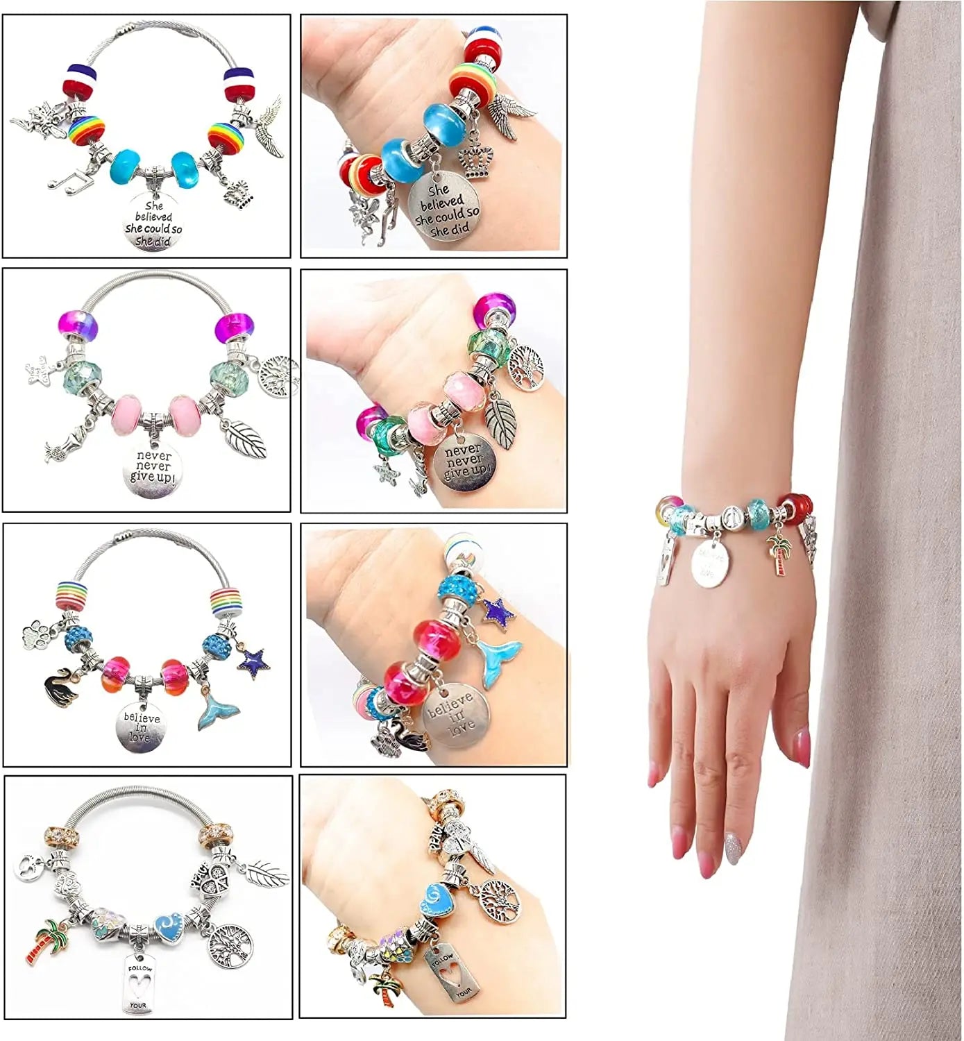 Charm Bracelet Making Kit DIY Jewelry Making Supplies Beads Unicorn Mermaid Crafts Handmade Gifts Set  for Girls Teens Age