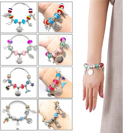 Charm Bracelet Making Kit DIY Jewelry Making Supplies Beads Unicorn Mermaid Crafts Handmade Gifts Set  for Girls Teens Age