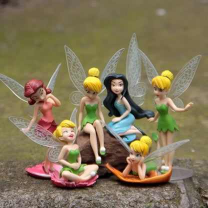 6 piezas/set Anime Tinkerbell cuentos de hadas niñas Tinker Bell PVC figuras de acción juguetes