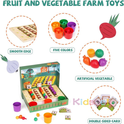 Jeu préscolaire pour enfants à la ferme Classification des couleurs Tasse Jouets Montessori Éducation précoce Légumes Fruits Comptage Correspondance des formes