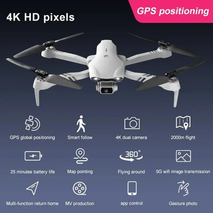 Drone profesional con cámara dual 4K HD, GPS, 5G, WIFI, gran angular, FPV, transmisión en tiempo real, distancia RC de 2 km