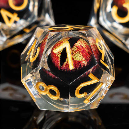 KERWELLSI Float Liquid Core Resin Dungeon and Dragon Dice Set DD, Sharp Edge Beholder Eye Dice, DND Polyhedral Role Playing Dice