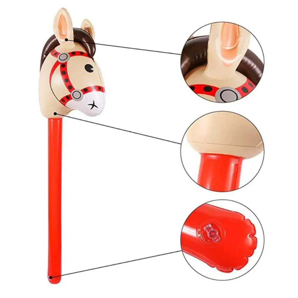 DIY Gifts Party Decor Outdoor Fun Kids Horse Riding Horse Head Stick Inflatable Toys Ride-on Animal