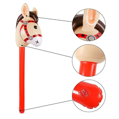 DIY Gifts Party Decor Outdoor Fun Kids Horse Riding Horse Head Stick Inflatable Toys Ride-on Animal