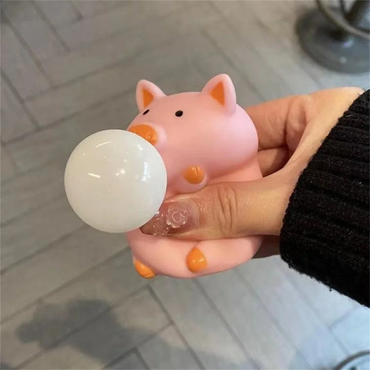 Cartoon Pig Spit Bubbles Pinch Music Vent Toys Cute Decompression TPR Material Squeeze Spit Bubbles Decompression Artifact Toys